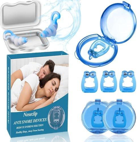 6PCS Nasenklammer Schnarchen Schnarchstopper,1 Paar Ohrstöpsel gegen Schnarchen,Anti Schnarch Nasenclip für Herren und Damen,Nasenklammer Atmungshilfen Magnetic Nose Clips(Blau)