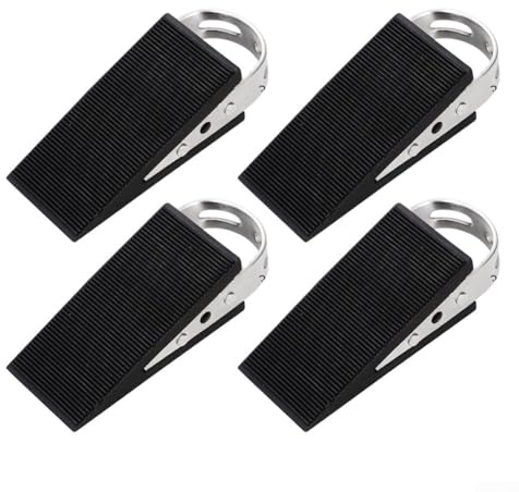 Linnkyfloa Juego de 4 topes de goma para puerta con mango de acero inoxidable para altura ajustable y sujeción segura de puerta en múltiples tipos de suelo y materiales de puerta