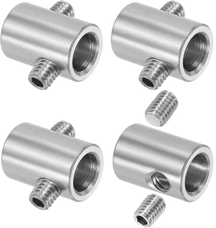 QUARKZMAN 4Pcs Grapas para Cable, 9mm DI 14mm DE Doble Agujero Grapas para Cable, 304 Acero Inoxidable Sujetadores Seguros con Tornillos M6 para Cableado, Plateado