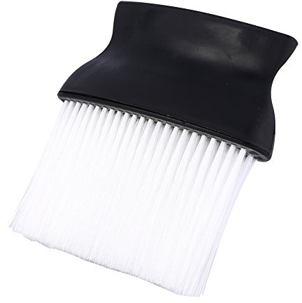 Naroote Práctico Cepillo Profesional de Limpieza de Plumero de Cuello Ancho para Peluqueros, Estilistas de Corte de Pelo, Diseño único para Quitar el Polvo, Blanco y Negro, 12,8 * 10cm