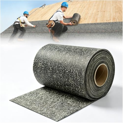 BXI Petit rouleau de papier goudron de toiture, 30,5 cm x 20 m, sous-couche respirante saturée d'asphalte, barrière anti-humidité, doublure bitumineuse perméable à la vapeur, feutre hydrofuge #15 pour