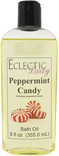 Peppermint Candy Bath Oil - Scented Body Oil - Relaxing & Moisturizing Bathing Oil - Fragrance Body Oil For Dry & Rough Sensitive Skin - 8 oz