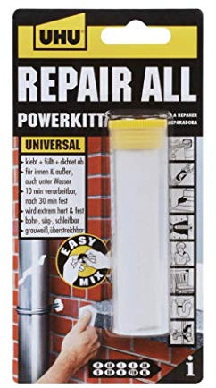 UHU REPAIR ALL POWERKITT, 2-Komponenten-Knetmasse, 60 g, Infokarte, 3er-Pack