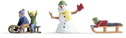 NOCH Figuren-Set „Kinder im Schnee“, winterliche Dekofiguren, Handkoloriert für Spurweite 0, perfekt für Modellbau und Basteln, Vistoso