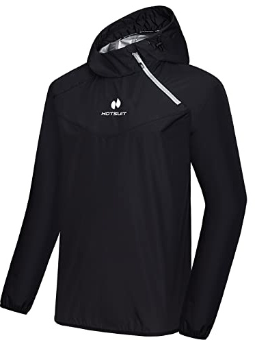 HOTSUIT Sweat Suits Sauna Suit Men Weight Loss Gym Exercise Workout Jacket, Black, XXL