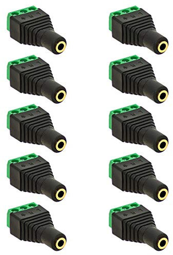 10x Klinken Buchse 3,5mm Adapter > Terminal Block 3-Pin Schraub Klemmen Vergoldet