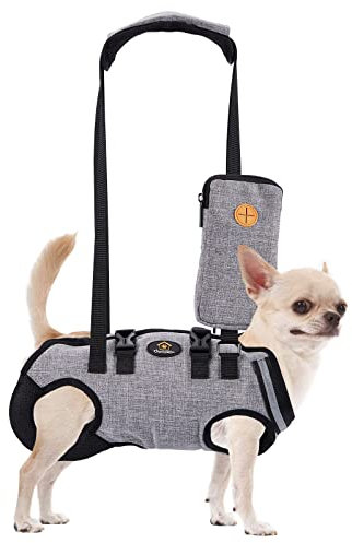 Ownpets Tragehilfe Geschirr, Hebegeschirr für kleine Hunde, Tragtuch für Hunde, Ganzkörpergeschirr, Hunde Tragetasche mit Schultergurt, Weich, Wasserdicht, Einstellbar, S