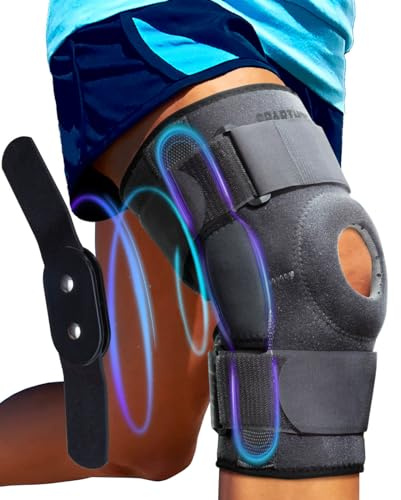 Sparthos Knee Brace - Heavy-Duty Hinged Support for ACL, MCL, Meniscus Tear, Arthritis, Tendonitis Pain - Open Patella - 4-Strap Adjustable, For Men and Women, Check Size Chart (XXL, 18½ - 22″ Thigh)
