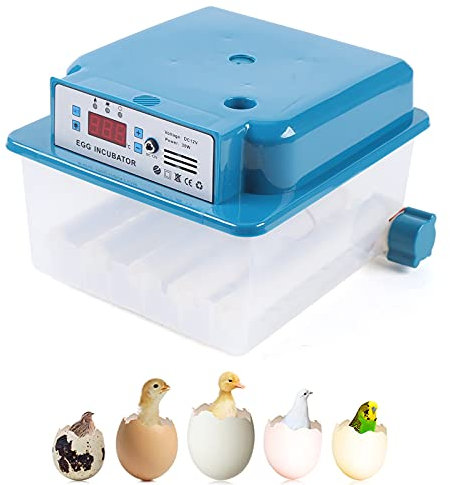 RibasuBB Brutmaschine 30W Vollautomatisch Hühner Eier Brutgerät 16 Eier Brutautomat Eier Inkubator mit LED Temperatur Gulierung für Geflügeleier Hühnereier Wachtel