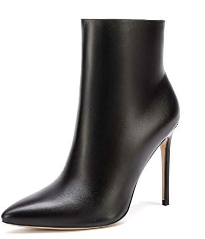 Castamere Femme Fermeture Eclair Bottines Aiguille Haute Talon 10CM PU Noir Bottes EU 44
