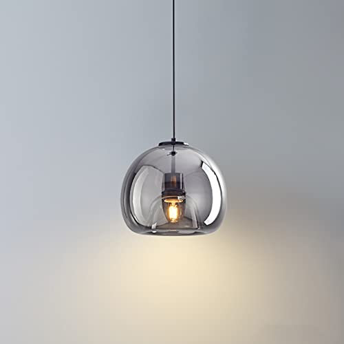 Moderna lámpara de araña de cristal gris ahumado/ámbar, accesorios de iluminación colgantes de arte de hierro de 9 pulgadas, iluminación colgante de altura ajustable para dormitorio, cocina, isla, com