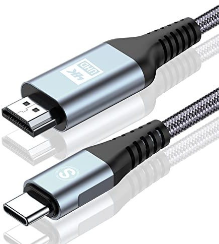 sweguard USB C auf HDMI Kabel 4K 2M,USB Typ C zu HDMI UHD Kabel Geflochten Thunderbolt 5/4/3 Adapter Kompatibel für iPhone 17 16 15 Pro Max,MacBook Pro/Air,iMac,iPad,Samsung S25 S24 S23 S20,Dell etc