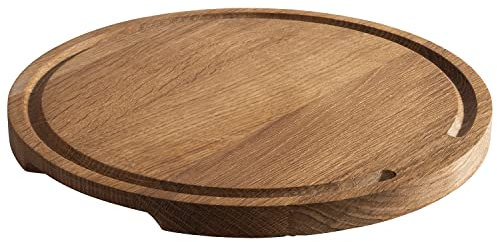 APS 756 Servierbrett PIZZA aus geöltem Eichenholz, Pizzateller Ø 29 cm, Pizzabrett mit Saftrinne