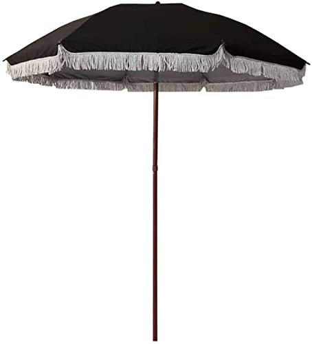 Parasols de jardin d'extérieur Parasol à pampilles Noir Coupe-vent et anti-pluie Parasol d'extérieur Parasols décoratifs de cour, pour jardin, terrasse, piscine, pelouse, sans pied de parasol
