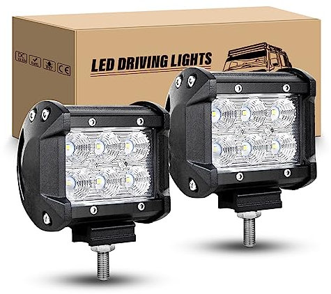 RIGIDON LED Scheinwerfer, 2 Pcs 4 Zoll 10cm 18W LED Arbeitsscheinwerfer 12V 24V Flutlicht Zusatzscheinwerfer Auto Wasserdicht für Offroad Traktor SUV ATV LKW 4x4, 6000K Weiß Rückfahrscheinwerfer