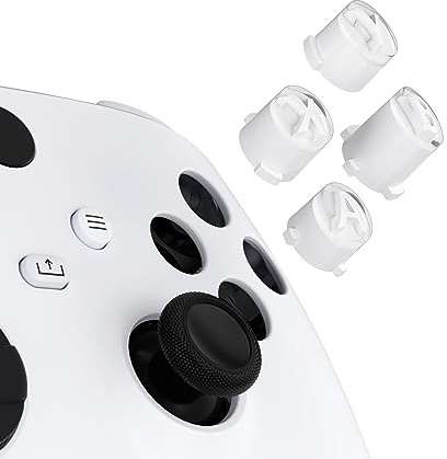 eXtremeRate Ersättning Custom ABXY Action Buttons för Xbox Series X & S Controller, Three-Tone Robot Vit & Klar med Robot Vit Klassiska Symboler A B X Y Keys för Xbox One S/X, Elite V1/V2 Controller