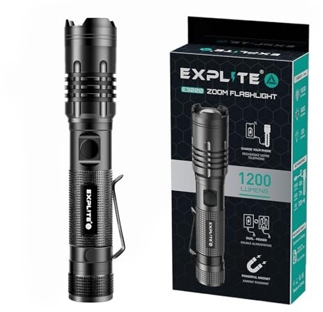 Taschenlampe LED Aufladbar, Extrem Hell Taschenlampe Magnetisch USB C, Diffuser & Magnet Clip, Zoombare & Wasserdicht, Batterie Taschenlampen Akku, Torch flashlight F¨¹r Comping, Survival, Outdoor