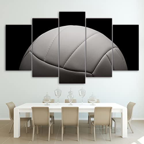 5 Stück Leinwand Wandkunst Weißer Volleyball Ohne Rahmen 150 X 100 Cm Poster Bilder Modulare Malerei Wanddekoration Artwork Wallpaper Wandbild Für Wohnzimmer Büro Home Decoration
