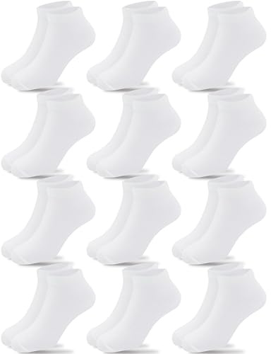 Duufin 12 Pairs Youth Ankle Socks White Socks for Boys Girls 10-15 Years