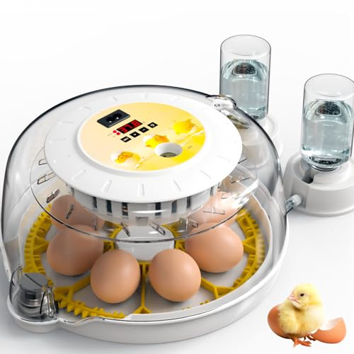 DETODDA Brutautomat Vollautomatisch, Brutmaschine Vollautomatisch Brutkasten Hühner mit LED Beleuchtung Automatischem Eierdrehen, Inkubator Hühner für 8 Eier
