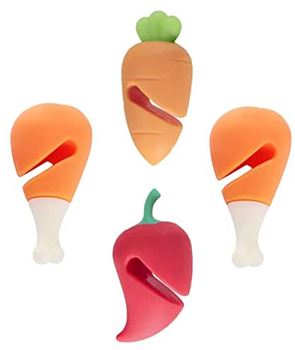 Mikinona 4pcs Silicone Spill Device Food Shape Design Includes Pot Lid Holders for Kitchen Use As Steam Releaser and Boil Over Stopper