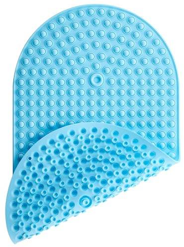Joiyota Blue Bath Mat for Tub Non Slip 27x15 - Cushioned Silicone Bubble Pop It Bathtub Mat for Soaking, Anti Skid Shower Mat with Suction Cups, Spa Relaxation, Ocean Color