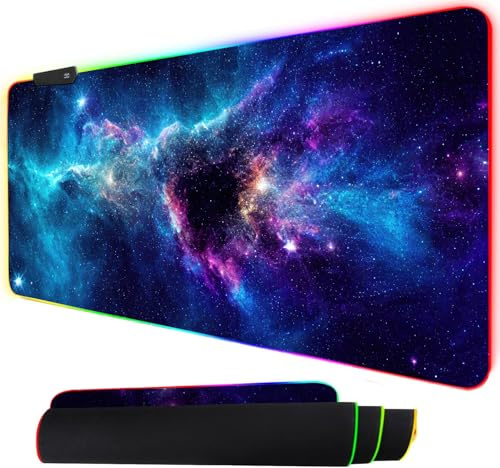 Erweitertes RGB-Gaming-Mauspad XXL: Großes LED-Mauspad mit 14 Leuchtmodi, 90,9 x 40,9 cm, Schreibtischunterlage für Tastatur und Maus, mattes PC-Gaming-Zubehör