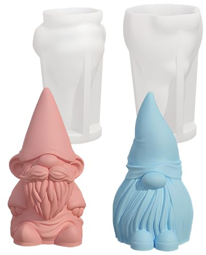 2 Stk Weihnachten Zwerg 3D Kerzenform, Silikonform Wichtel Zum Gießen, 3D Silikonform Wichtel,DIY Silikon Kerzen Gießform für DIY Silikon Kerzen Gießform,Formen Seifenform,Weihnachtsschmuck Dekoration