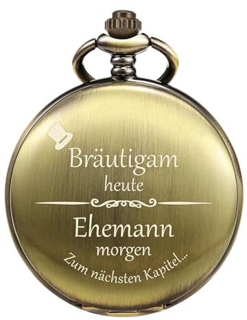 TREEWETO Personligt graverat fickur för män Groomsman bästa man fickur kvarts Fobwatch – brudgum gåvor för bröllop best man gåvor bröllopspresent, 3. Brudgummen – brons
