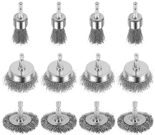 9 Pcs Drahtbürste Bohrmaschine Set 25/50 mm Sehr Verschleißfest Hohe Härte Drahtbürste Felgenbürste Drahtbürste für Bohrer Drahtbürsten Set zum Polieren Schleifen Entrosten Entgraten (12)