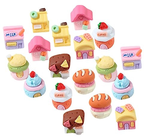 BESTonZON 18stücke Teiliges Aus Niedlichen Cartoon-Haus-Figuren Aus Resin Deko Für Handarbeiten Handy-Accessoires Und -projekte Farbenfrohe Miniatur-hausornamente Für Kreative Bastelideen