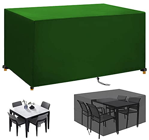 Housse de protection rectangulaire pour meubles d'extérieur en tissu Oxford 420D imperméable coupe-vent et anti-UV pour table de jardin, vert, 260 x 180 x 100 cm