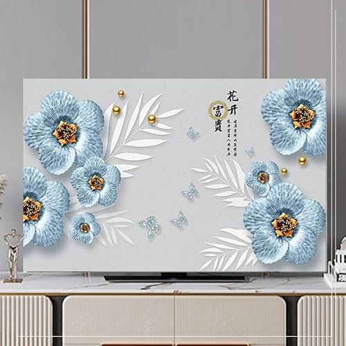 JANEMUA TV Protector Cover,Flower Pattern TV Computer Screen Protector,TV Decorative Cover,The TV Cover Is Universal for Desktop/Curved Surfaces.-1||80inch