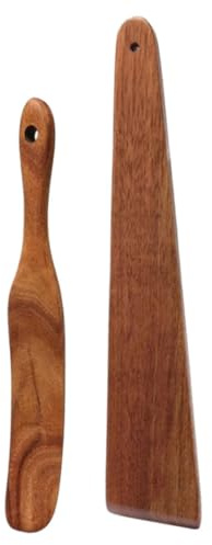 ABOOFAN Lot De 2 Spatules En Bois – Grattoirs À Raclette Pour Cuisine Ustensiles De Cuisine Polyvalents Avec Poignée Sans Danger Pour Les Ustensiles De Cuisine Antiadhésifs