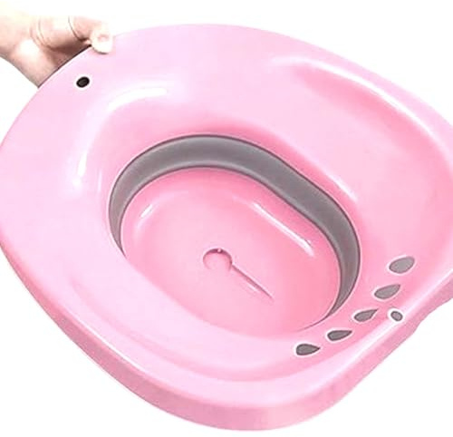 NTEK Foldable Sitz Bath for Toilet, Portable Seat Sitz Bath Basin for Hemorrhoids, Portable Bidet BPA Free Temperature Resistant, Fits Universal Toilets and Commode Chair (Pink)