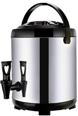 KhUkhu Urne De Restauration, Distributeur d'eau Chaude 8L/10L/12L/16L/20L avec Robinet, Seau Isolé en Acier Inoxydable pour Eau Chaude Et Boissons,8L