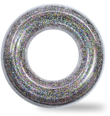 Glitter simdäck uppblåsbar ring med diameter simring för barn vuxna tonåringar, PVC pool uppblåsbar simring för pool vatten utomhus leksak festtillbehör
