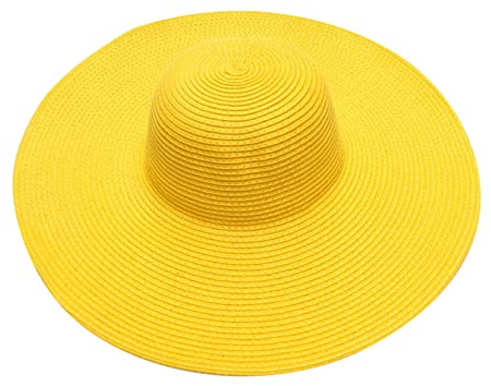 Generisch Sommerhüte für Frauen breite Bongrace Strandhut Sonnenkappe Faltbare Damenhüte Hut Krempe Damen (Yellow One Size)
