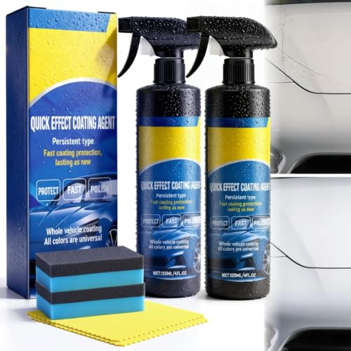 Auto-Beschichtungsspray Keramik – Nano Car Spray mit Abperleffekt & Spiegelblank-Glanz, Autos Kratzer Entferner für Lack, Glas & Kunststoff, 120 ml Keramik-Beschichtungsspray (PACK 2)