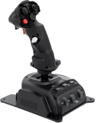 RCARTOYRTR Flight Simulator Joystick Set (Joystick + Base) with Multiple Programmable Buttons, Adjustable Palm Rest for Windows Combat Games