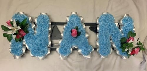 Silky Bouquets Nan Silk Funeral Flower Letter Tribute Coloured – Personalized Artificial Flowers Word Tribute with Carnations & Cluster | Custom Silk Funeral Flowers for Graves & Funerals