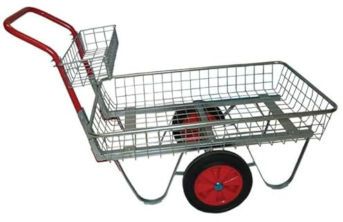 Heavy Duty Garden Trolley Cart - 80kg Capacity Rust-Proof Galvanised Steel Dual-Tray Wheelbarrow Alternative Puncture-Proof Solid Rubber Wheels for Yard Maintenance & Landscaping