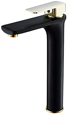 Mixer Tap PVD Mirror Plating Brass Basin Faucet Low-Pressure Water Saving Soft Water Flow Sink Tap Single Hole Wrench Switch Mixer Tap for Kitchen Bathroom Hotel，Black B