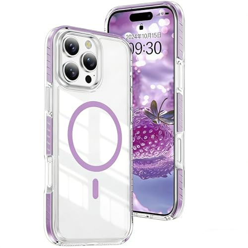 QIWEIQING Custodia Trasparente per iPhone 14 Pro Max 6.7, Compatibile con MagSafe Magnetica Sottile Anticaduta Anti-ingiallimento Protezione Militare Cover per iPhone 14 Pro Max 6.7. Viola CT | Custodia trasparente anti-ingiallimento trasparente, sottile, militare, antiurto, protettiva per iPhone 14 Pro Max