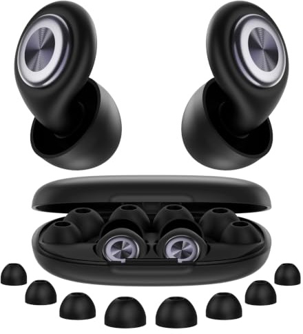 Tappi per le orecchie per la cancellazione del rumore del sonno, 45 dB, morbidi e riutilizzabili, in silicone, con 8 cuscinetti e custodia per il trasporto, per dormire,