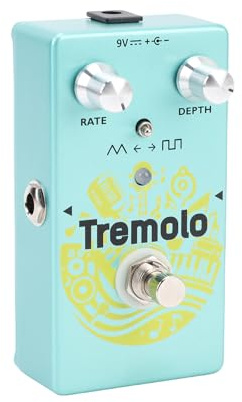 SUNGOOYUE Pédale de Trémolo, Pédale de Guitare Trémolo avec Commutateur de Mode TriangleSquare Wave, Boutons de Profondeur de Taux pour L'enregistrement en Studio de Performance en Direct