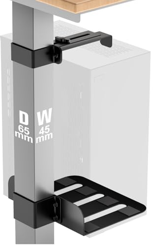 Support PC sous Bureau, Support d’Ordinateur réglable pour Tour Jusqu’à 35 kg, Fixation sans perçage pour Pied de Table 65×45 mm, Support sous Bureau pour Bureau réglable en Hauteur, Acier