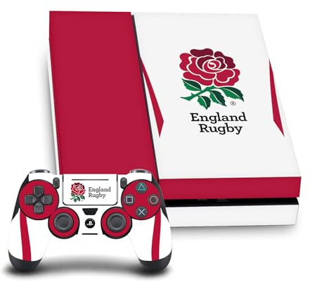 Head Case Designs Officially Licensed England Rugby Union Home 2025/26 Crest Kit Vinyl Sticker Gaming Skin Decal Cover Compatible With Sony PlayStation 4 PS4 Console and DualShock 4 Controller Bundle