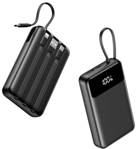A ADDTOP 20000mAh Piccolo Power Bank con 4 Cavi, Ricarica Rapida 22.5W | 4 Cavi Integrati, Piccolo, Ricarica Rapida 22.5W, PD QC 4.0, 5 Uscite e 3 Ingressi, Essenziali da Viaggio