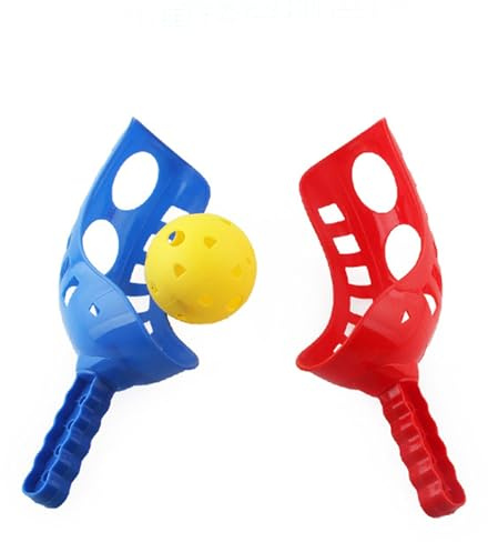 Gioco di Lancio della Paletta Set di Palline Sportive Coinvolgenti per Bambini Divertimento all'Aria Aperta Leggero ABS 4 Palette 2 Palline (Blu Rosso)